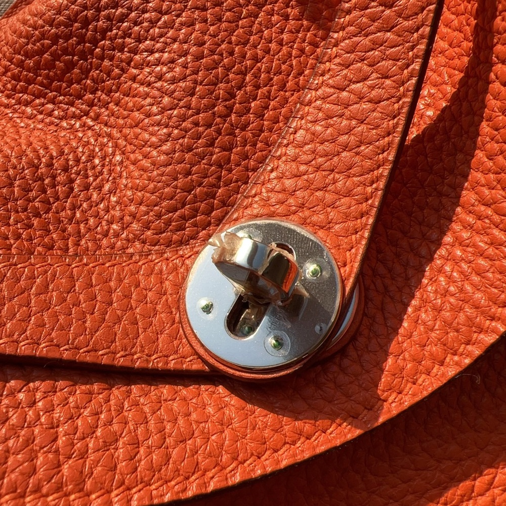 Hermes Orange Clemence Palladium Plated Lindy Bag 30 - Picture 11 of 12